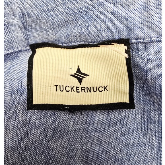 Tuckernuck Chambray Tunic Dress Small Blue Cotton Coastal Grandmillennial Preppy - Picture 4 of 10